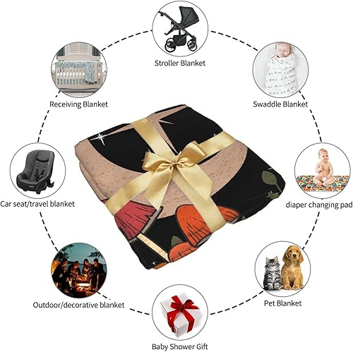 Miniatura 8 de Manta de hongos, ultra suave, cálida y ligera, de franela de forro polar de microhongos, para cama, sofá, viaje, decoración de hongos del hogar, 60