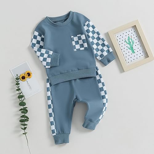 Miniatura 2 de Conjunto de ropa de otoño e invierno para bebé niño pequeño, sudadera de manga larga con colores contrastantes, pantalones elásticos para recién