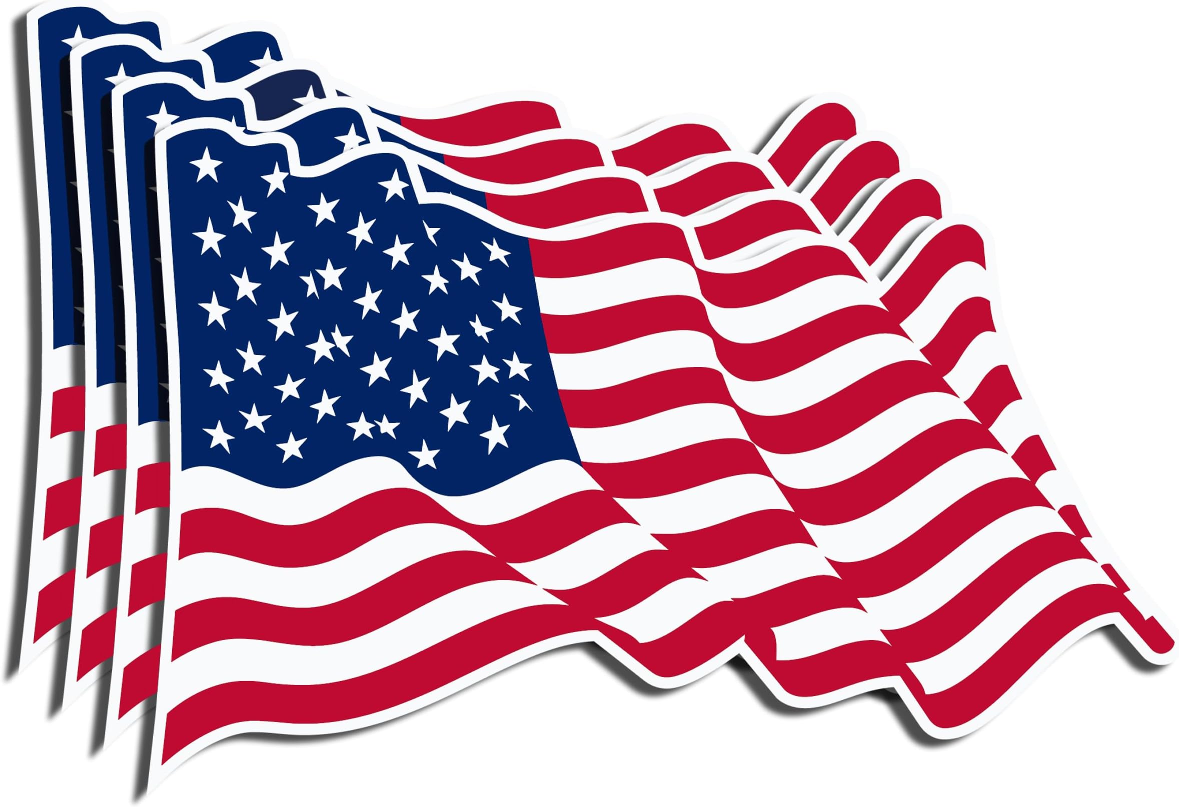 | USA Flag Waving Stickers (4 Pcs), Size 4" - Strong Adhesive, Durable, Waterproof, UV Resistant American Flag Stickers And Decals - Perfect American Flag Decal For Vehicles, Laptops etc