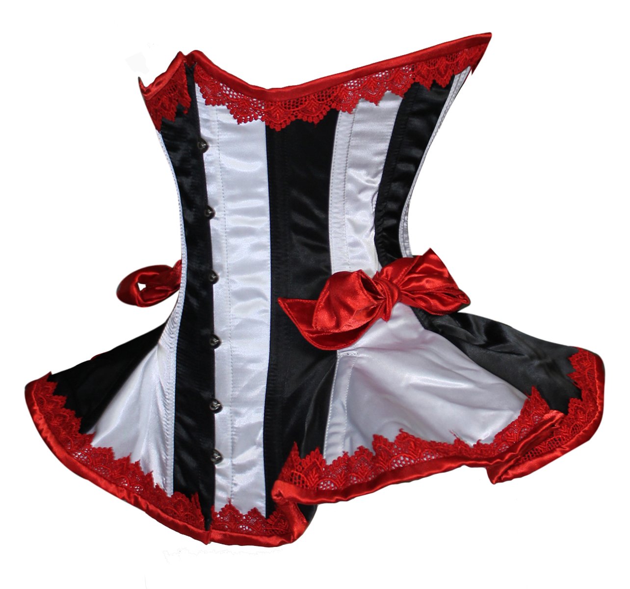 Heavy Duty 22 Double Steel Boned Waist Training Satin Underbust Shaper Corset Frills Style #8408