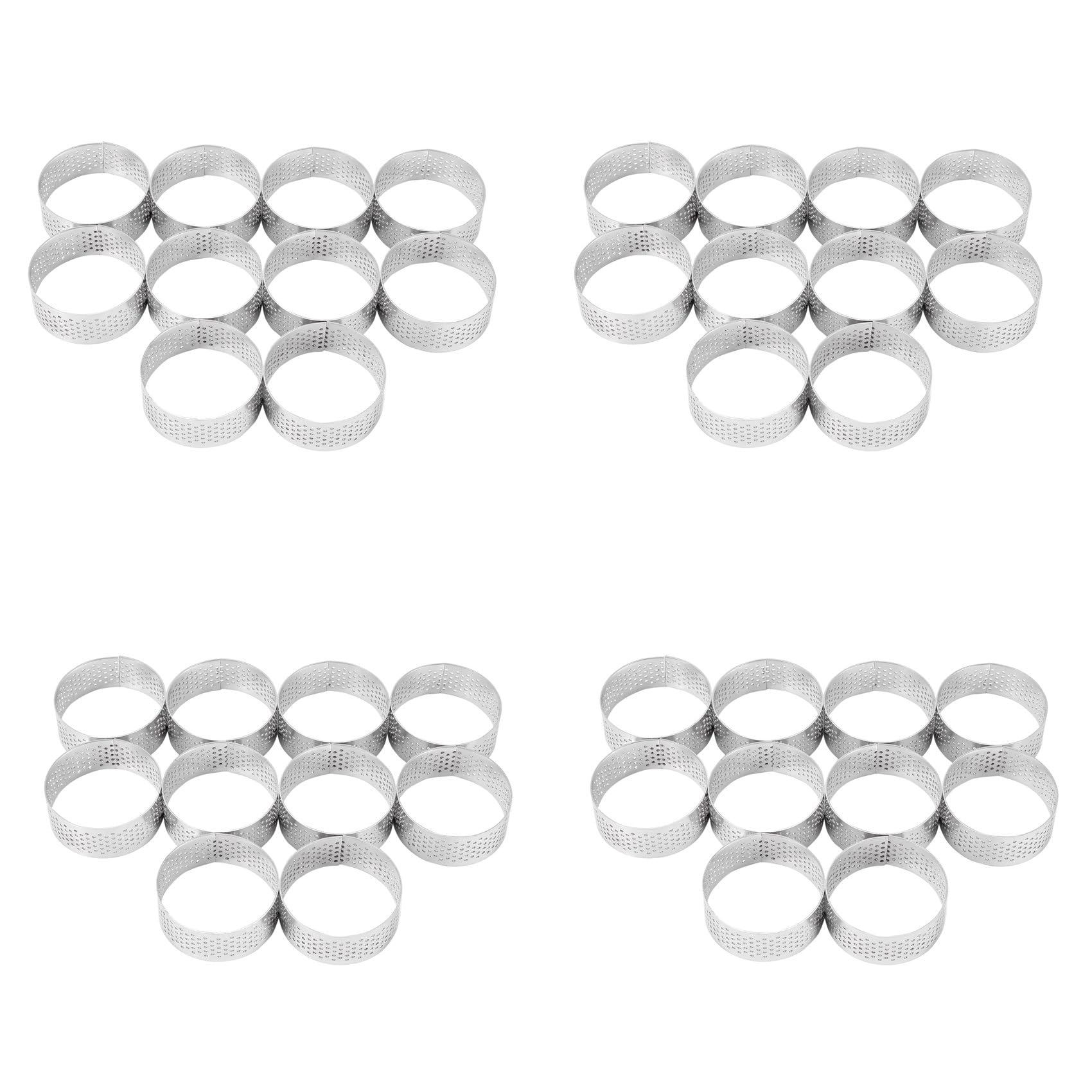 Hndhbfgrt 40 Pack 5cm Stainless Steel Tart Ring, Heat- Perforated Cake Mousse Ring, Round Ring Baking Tools