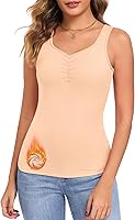 Vista 24 de WOWENY Camiseta sin mangas de forro polar térmico para mujer, sin mangas, cuello corazón, chaleco de invierno, ropa interior, camiseta cálida