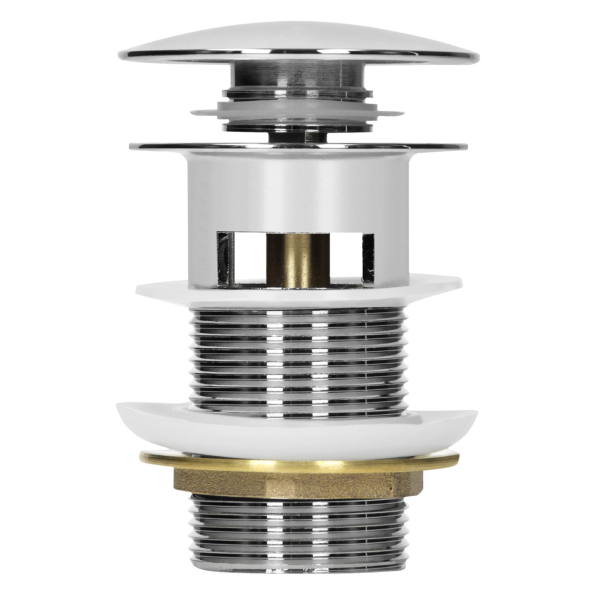 ML-Design Universal Drain Set for Washbasin & Vanity Drain Valve with Overflow Chromowany mosiadz Nowoczesny Pop-Up Click Clack Valve Drain Set Beznarzedziowa instalacja Wtyczka do umywalki