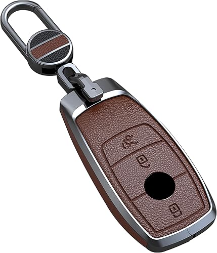 Miniatura 10 de ontto Funda de cuero para llavero de 3 botones para Mercedes-Benz A B C E G R S M Class CLA CLS GLA GLA negro (tipo A)