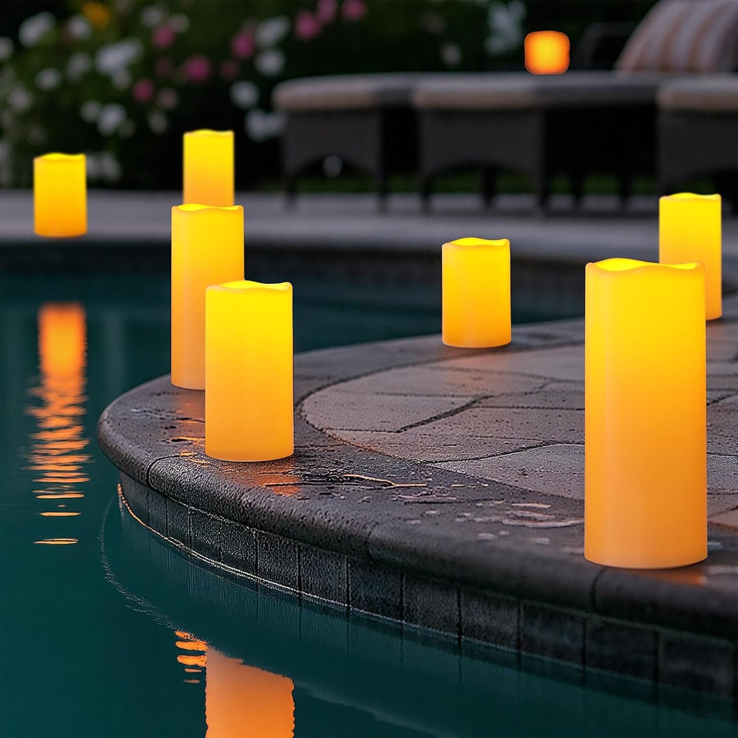 Amagic 3 Pack 4"x 6"8" 10" Outdoor Plastic Electric flameless Candles with Remote Control and Timer, Battery Operated Flickering LED Pillar Fake Candle for Home, Wedding Decor, Ivory - Image 8