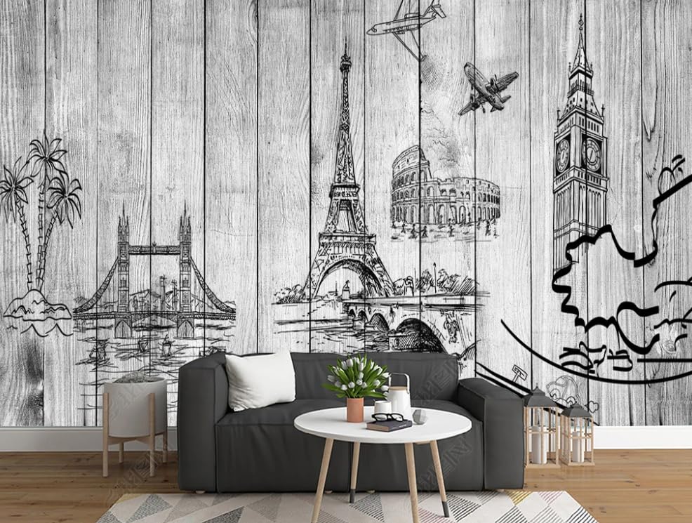 Papier peint intissé haut de gamme grand format 400x280 cm décor architecture nostalgique - 3