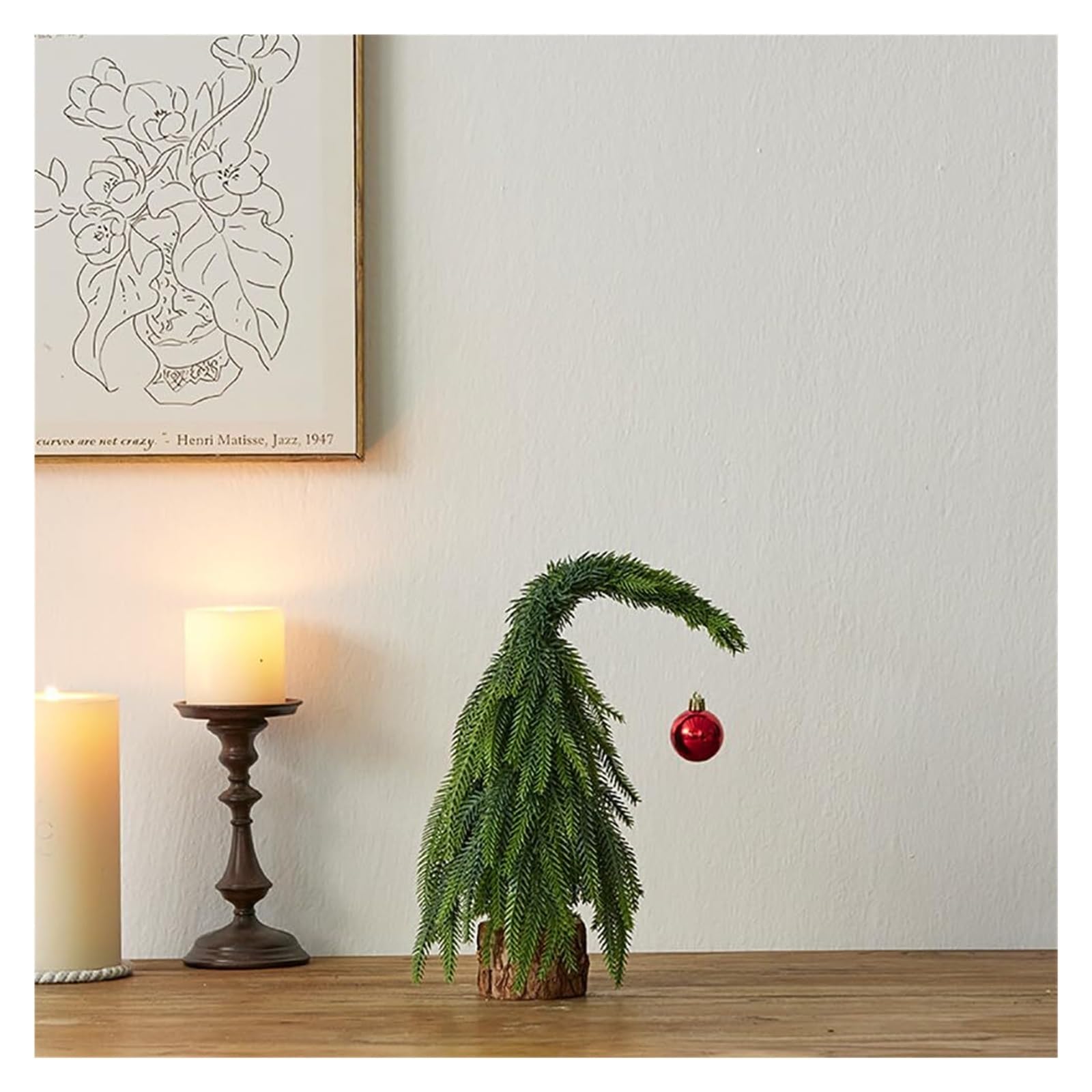 Árbol de Navidad artificial de 30 cm con base de madera, pequeño árbol de Navidad verde para el hogar y la oficina, decoración de mesa, centro de mesa festivo