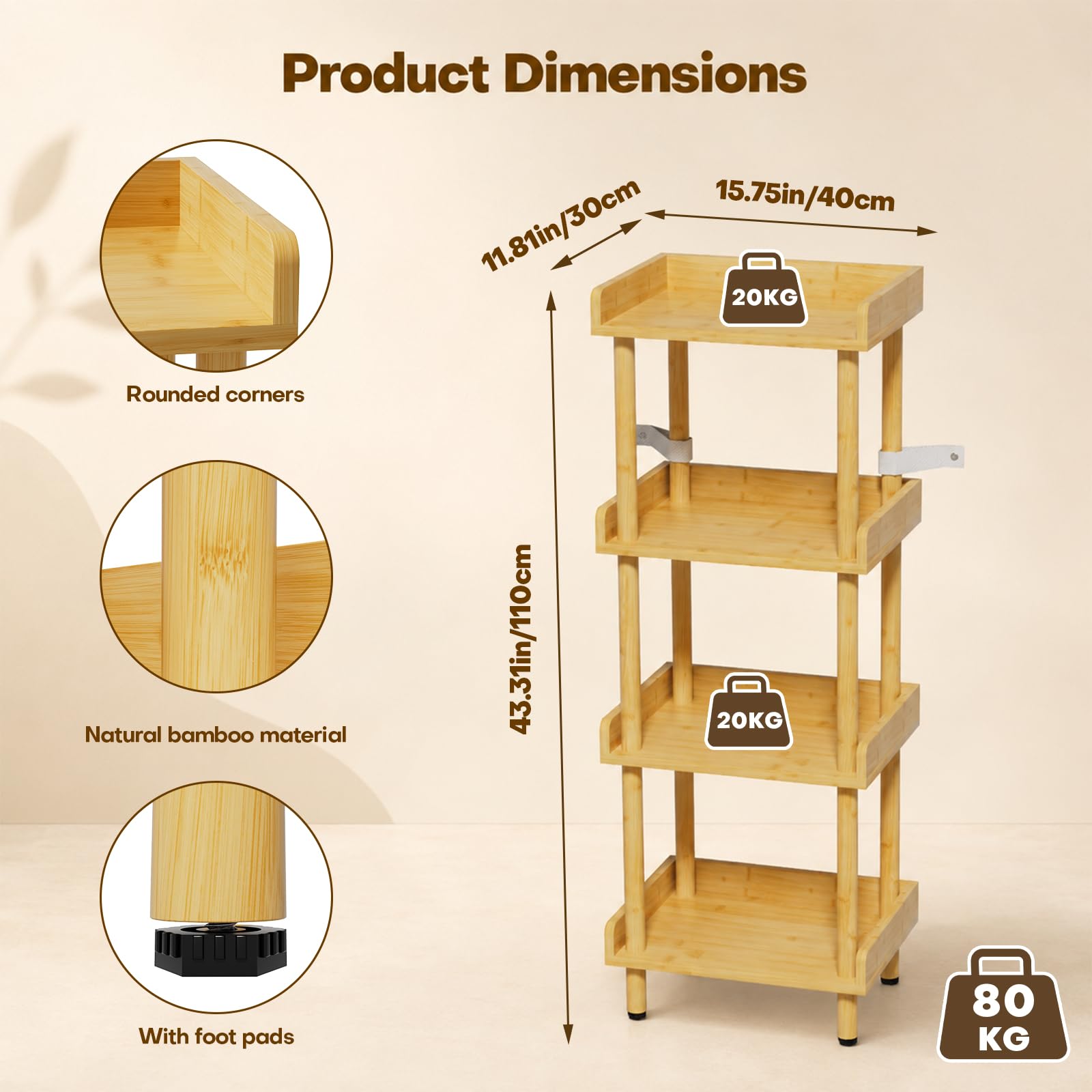 Yorbay Étagère de Rangement multifonctionnelle pour Salon : 4 Niveaux