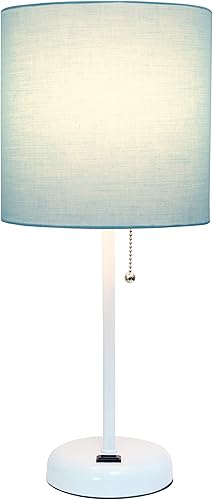 Miniatura 10 de Limelights LT2024-PNK - Lámpara de palo con toma de carga y pantalla de tela, base de acero cepilladopantalla rosa (paquete de 2)