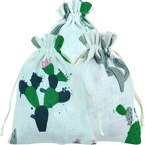 CPTBAG Summer Luau - Bolsas de regalo para fiesta de cactus mexicana, fiesta temática de cactus con cordón, bolsa de regalo para fiesta de cactus,