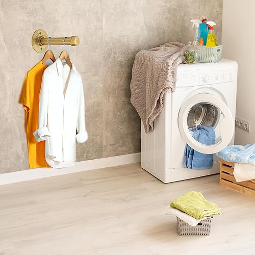 Miniatura 2 de Sumnacon 2 barras de ropa industrial de 5.9 pulgadas  Percha de metal rústico resistente con tornillos, soporte para ropa montado en la pared para