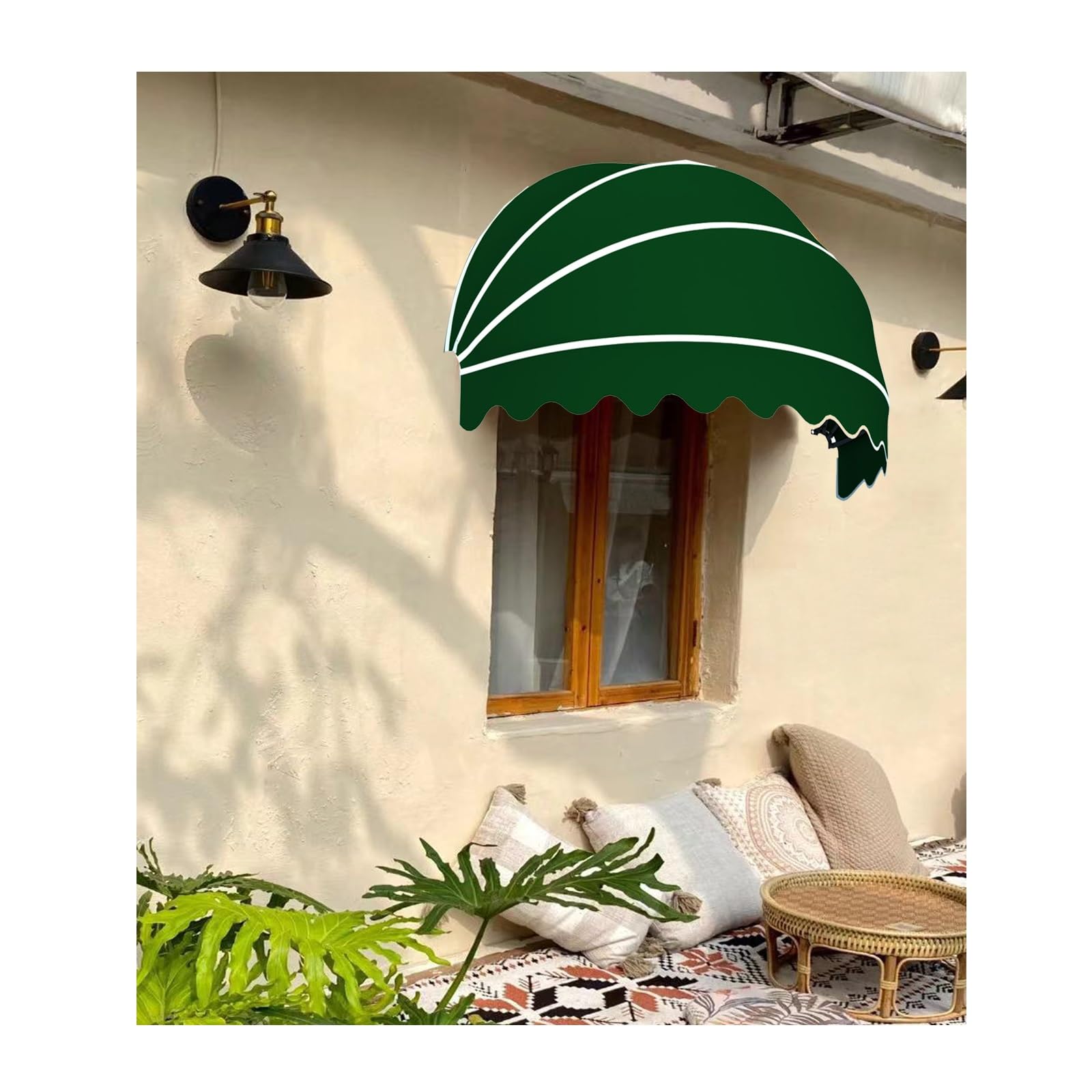 Einziehbare Kuppelmarkise aus Segeltuch für Bogenfenster, Vordächer für Fenster und Türen, faltbarer Sonnenschutz, Anti-UV-Schutz, wasserdicht, winddicht (135 cm) Garden