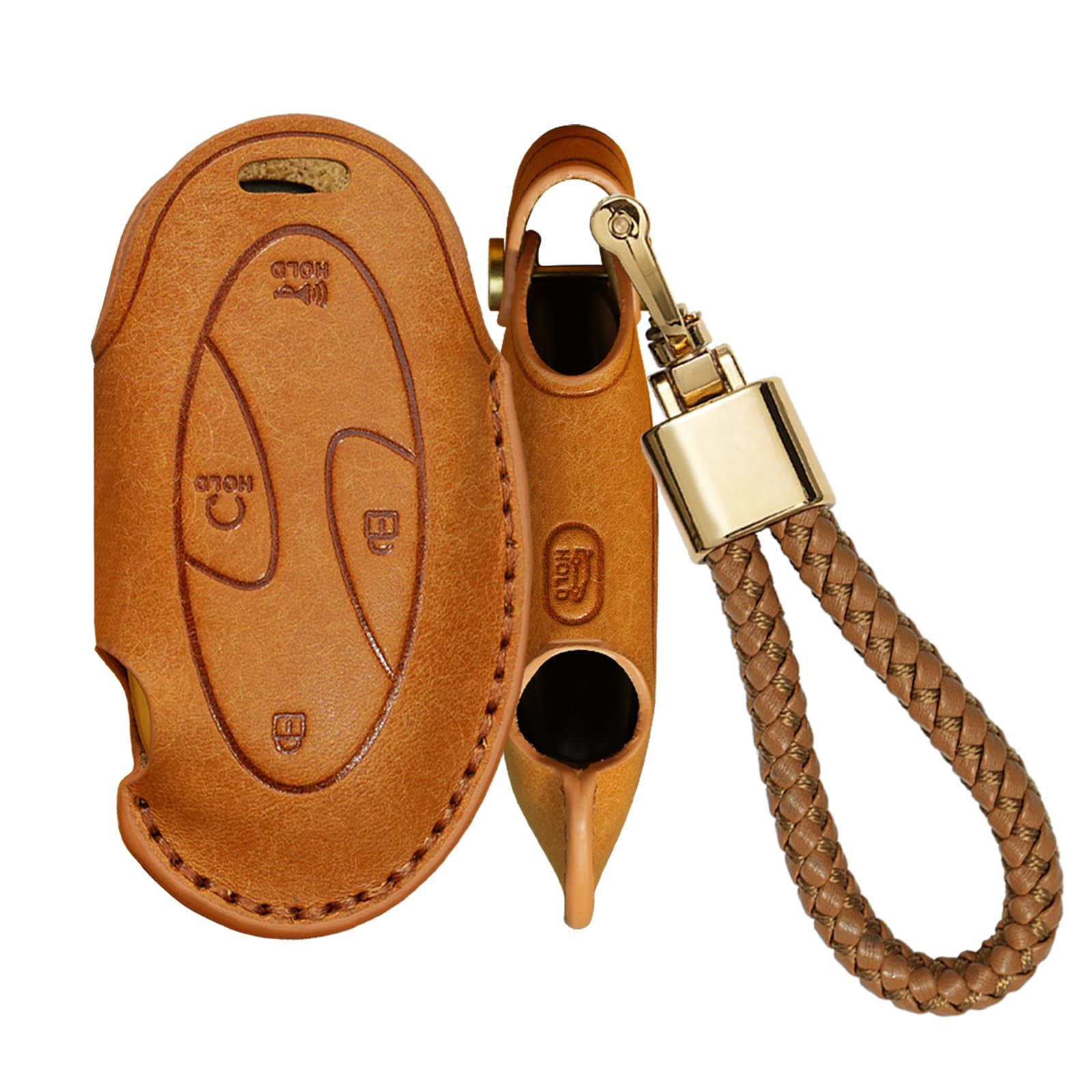 KUNIO Hand Sewn Cowhide Leather Fit for Car Key Fob Cover Hyundai Ioniq 6 9 Grandeur GN7 KONA EV Sonata Elantra 2024 2025 Keychain Key Holder