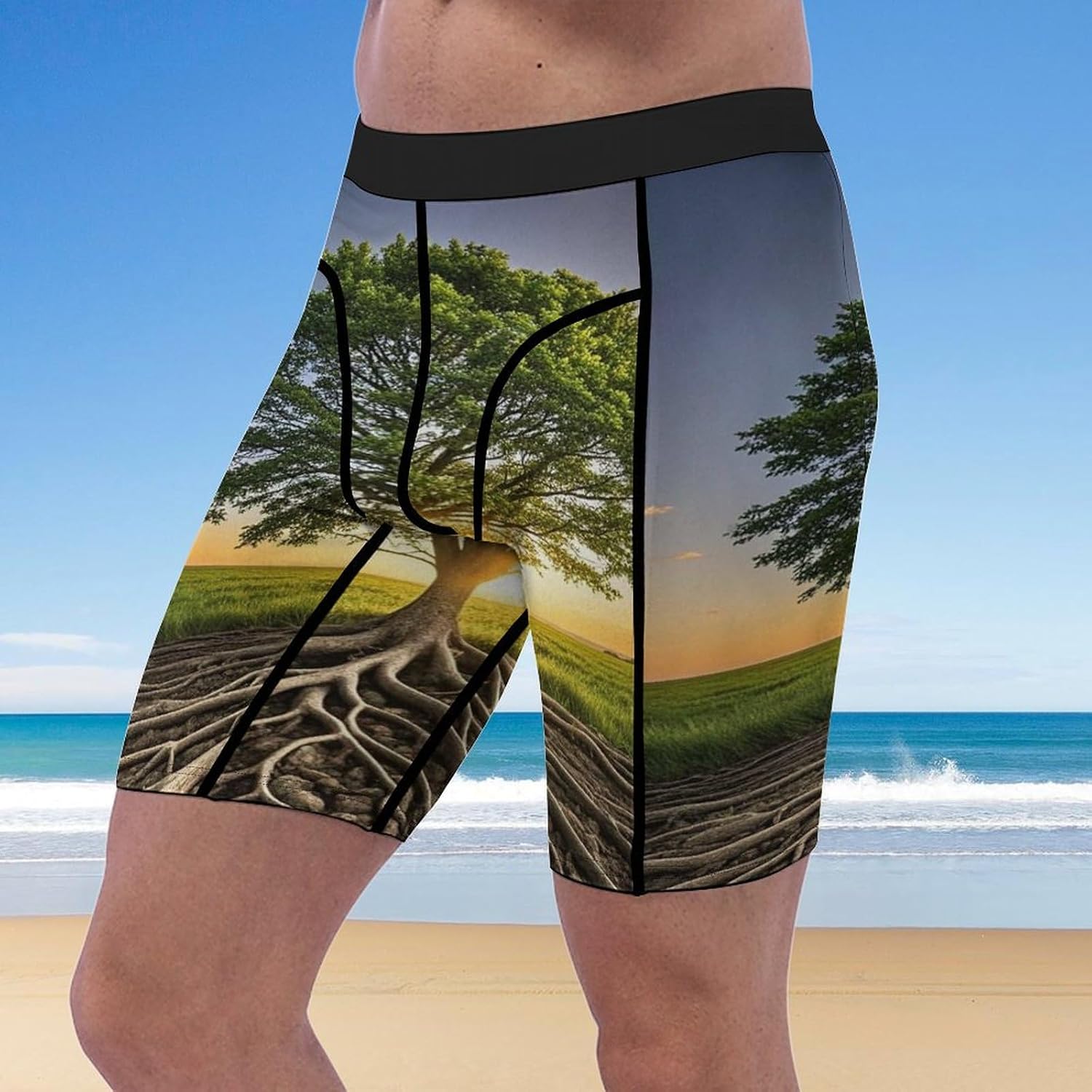 Inspirational Tree Compression Shorts Men Spandex Sport Shorts Workout Performance Baselayer Underwear