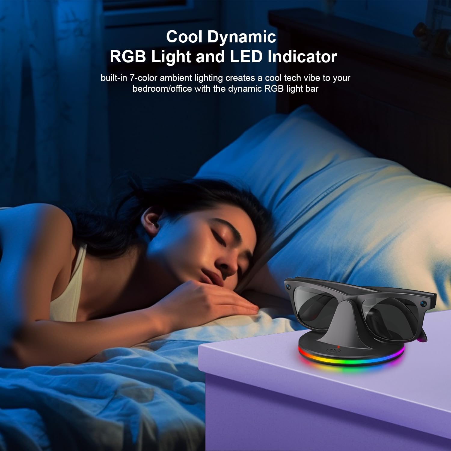 Charging Stand for Ray-Ban Meta Smart Glasses, Charging Dock Compatible with Wayfarer/Headliner/Skyler & Oakley HSTN Accessories for RayBan Meta Charger Station with Pair Ear Tips and Ear Grips