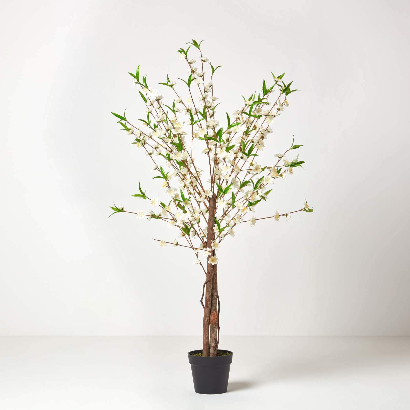 Homescapes Cream – 5 Feet Blossom Tree – – Real Wood Stems And Lifelike Leaves Replica Artificial Plant