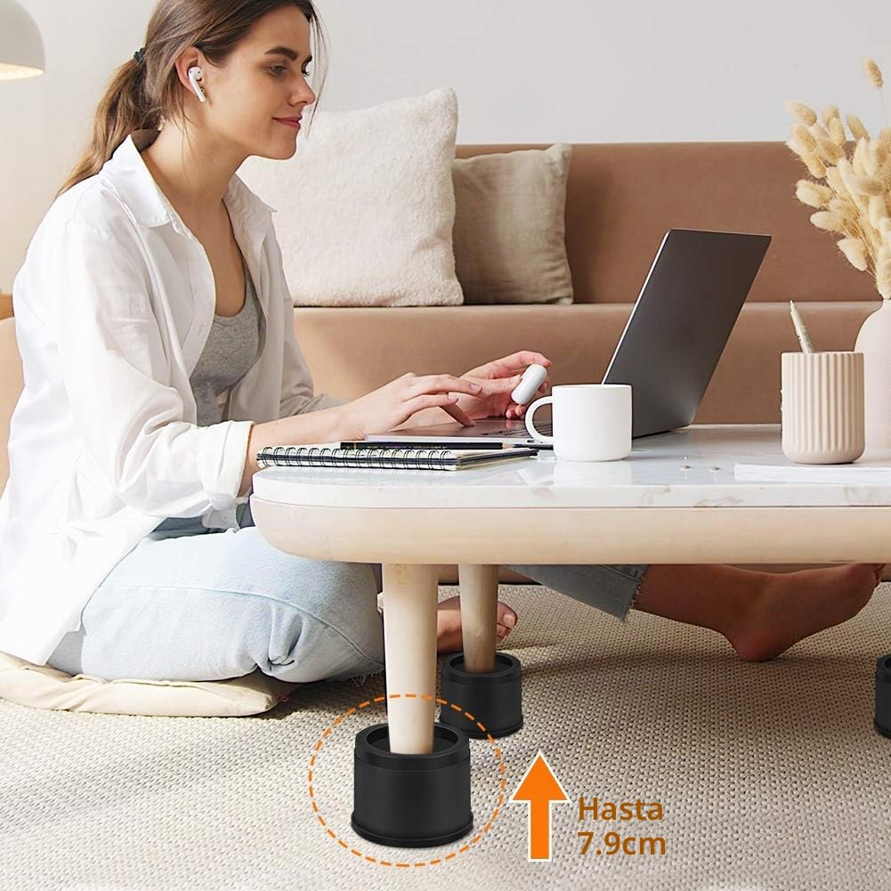 Uping Elevador Muebles Alza Mueble Elevadores Camas Mesas Aumente Altura en 7,9cm o 15,6 cm (Negro)