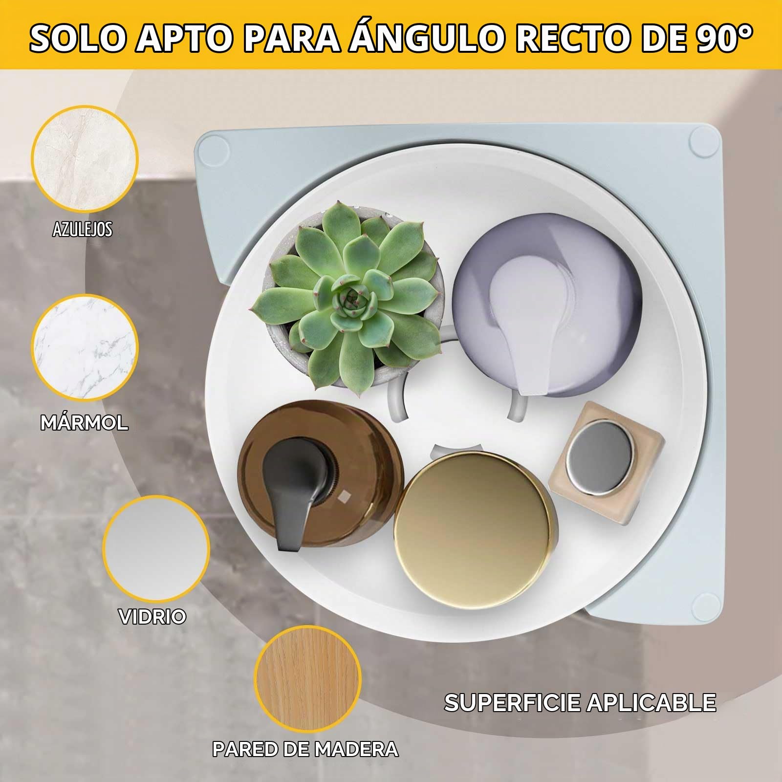 mumisuto Estanteria Baño Sin Taladro, 2 Piezas Estante Ducha Sin Taladro Giratorio de 360°, Organizador Ducha Adhesivo, Soportando hasta 33lb, para Almacenamiento Champú Gel Ducha Jabonera
