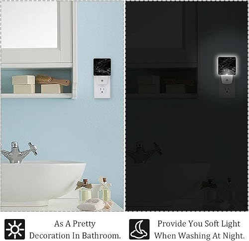 Miniatura 5 de LORVIES Impresionante luz LED de noche con enchufe de mármol negro, sensor automático del atardecer al amanecer, noche decorativa para dormitorio,