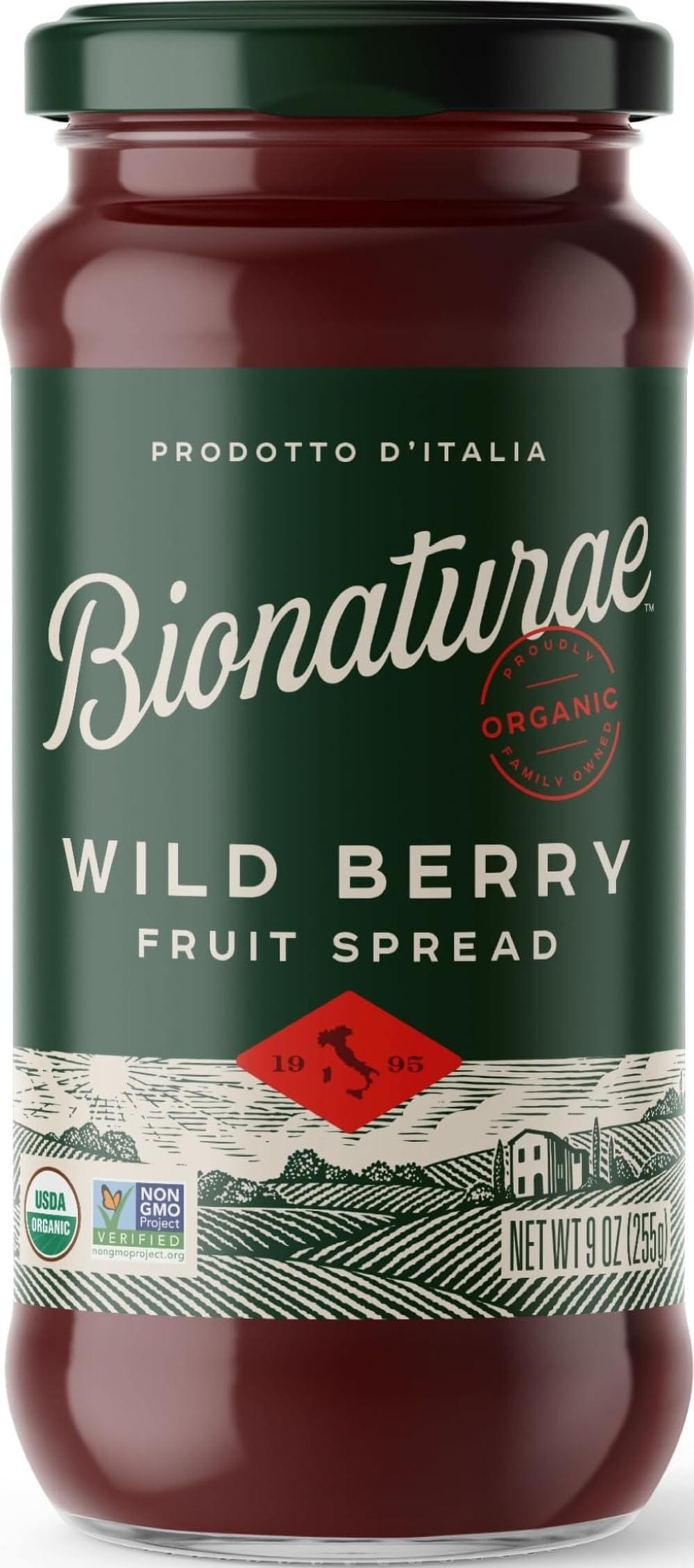 Bionaturae Organic Wild Berry Fruit Spread, Jelly Organic, Non-GMO, 9 Oz