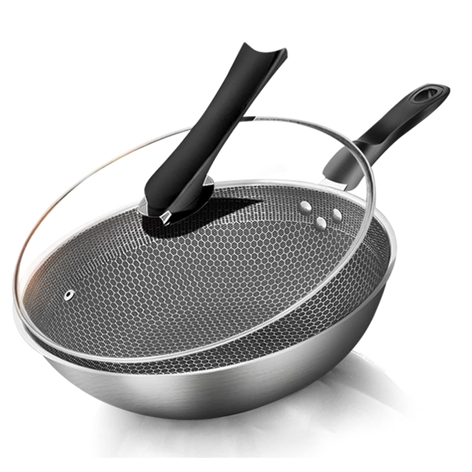 Amazon | 丸底中華鍋, テフロン加工のフライパン 伝統的な炭素鋼