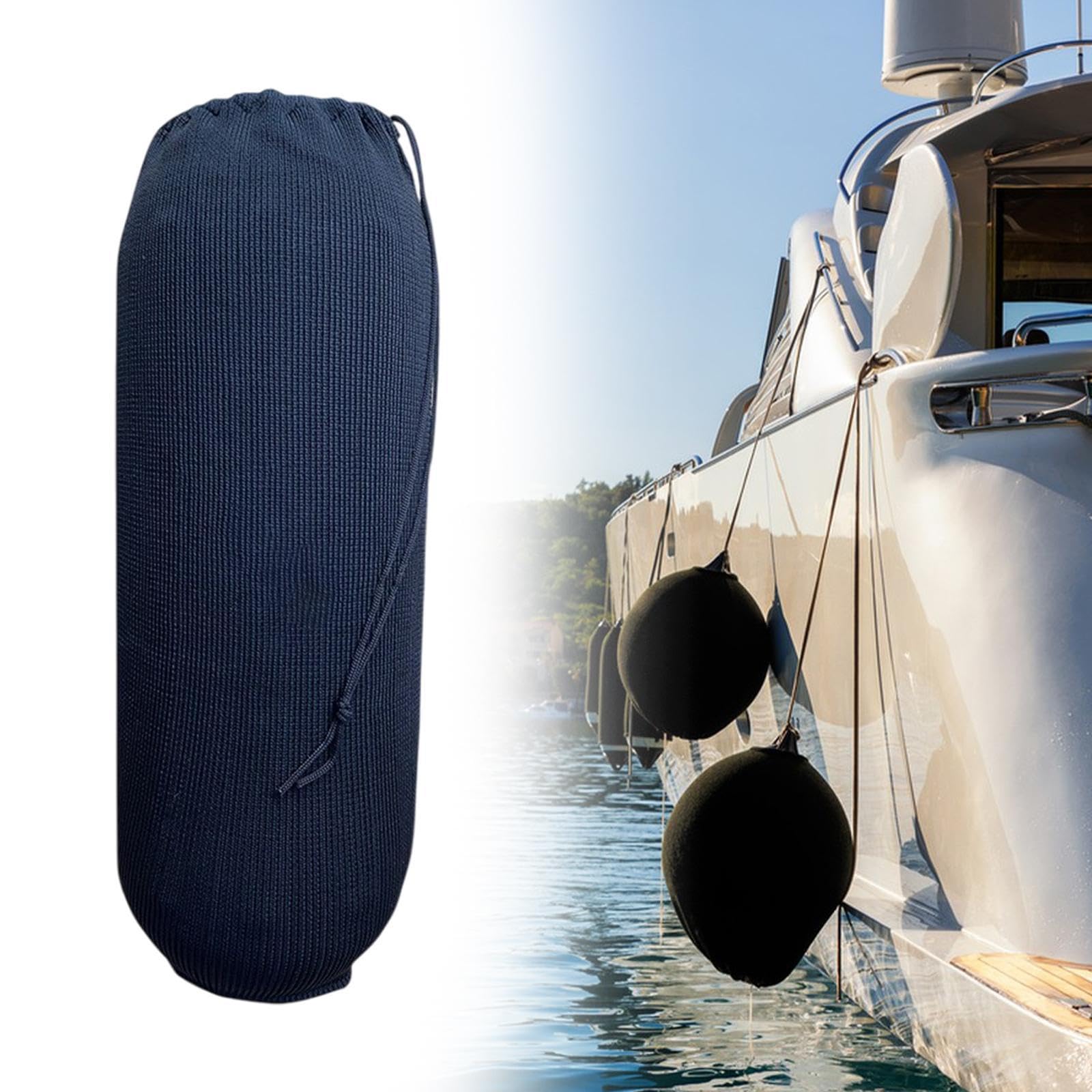 MagiDeal Boat Fender Cover Protector with Drawstring Thickened Boat Covers Sleeve for Marine Sailing Boat Yacht Mooring, 40cmx11cm