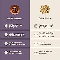Vista 6 de Real Mushrooms Cápsulas de Seta Chaga – Extracto de Chaga Orgánico en Polvo con Polvo de Extracto para el Bienestar y Apoyo Energético – Vegano, Sin