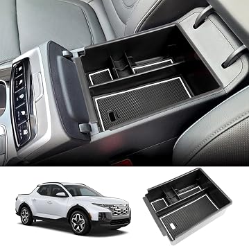 Center Console Organizer for 2022 2023 2024 2025 2026 Hyundai Santa Cruz Accessories Armrest Storage Box Tray Organizer Insert Tray 2025 2026 Santa Cruz Accessories White