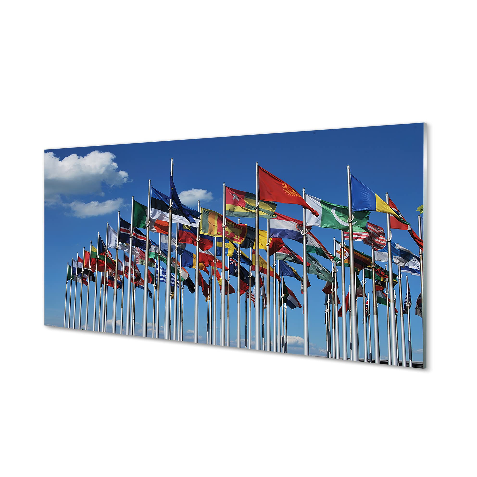 Dosseret en verre trempé Tulup 100x50cm résistant à la chaleur avec motif drapeaux des pays