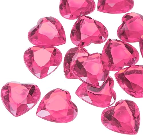 Miniatura 35 de MECCANIXITY 20 piezas de diamantes de imitación acrílicos de corazón de 0.98 pulgadas (0.984 in) con parte trasera plana, gemas de plástico