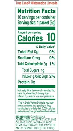 True Lime, Watermelon Limeade Drink Mix 10 packets (Pack of 4)