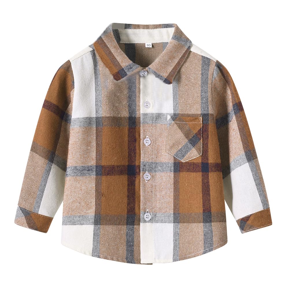 Toddler Baby Boys Girls Plaid Shirts Jacket Short Sleeve Lapel Button Down Shirt Top Outwear Clothes