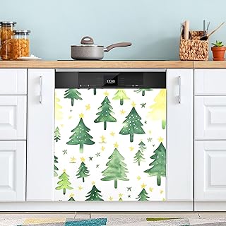 Qilmy Christmas Tree Dishwasher Magnet Cover, Reuseable Refrigerator Magnet Cover Decal Washing Machine Microwave Magnet Stickers for Holiday Party Decor, 23 x 26 Inch
