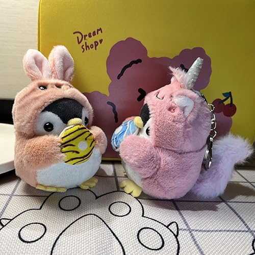 Miniatura 4 de 2 llaveros de felpa kawaii pequeños animales de peluche, llavero de pingüino, bonitos llaveros para mochilas, animales kawaii. (F)