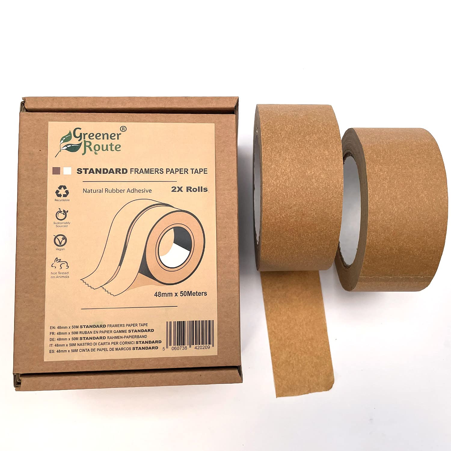 Sponsored Ad – 2X 48mm Standard Framer's Paper Tape Recyclable | Natural Rubber Self-Adhesive Saturated Paper Tape | 50 Meter Roll - Vegan - Sustainably Sourced (2)
