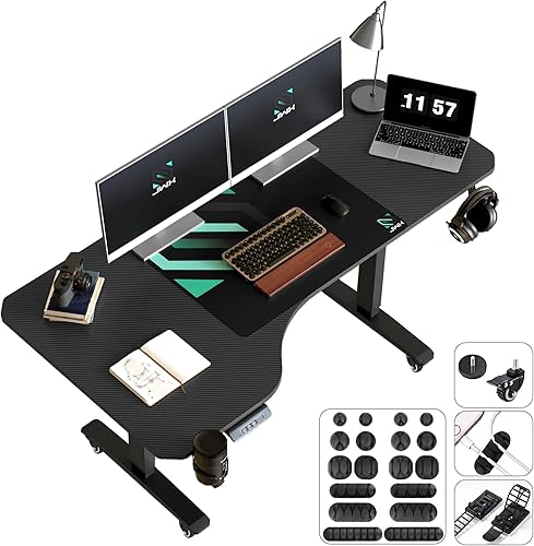JWX Escritorio eléctrico de pie en forma de L, escritorio esquinero de pie de 63 pulgadas, escritorio de pie para oficina en casa con parte superior disponible en Yaxa Mexico
