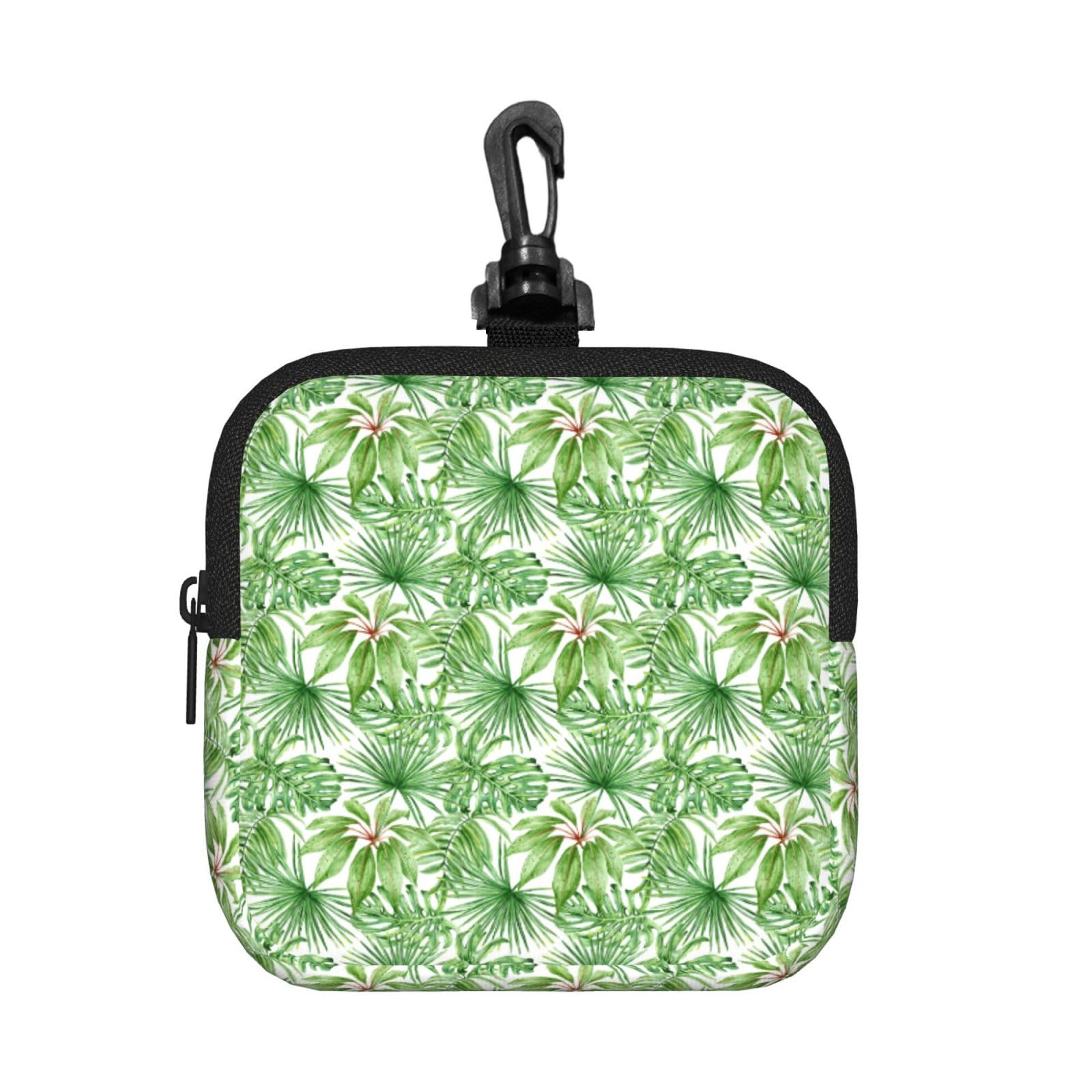 Tropical Palm Banana Leaves Print Square Storage Bag Travel Toiletry Cosmetic Organizer Pouch Lightweight Reusable
