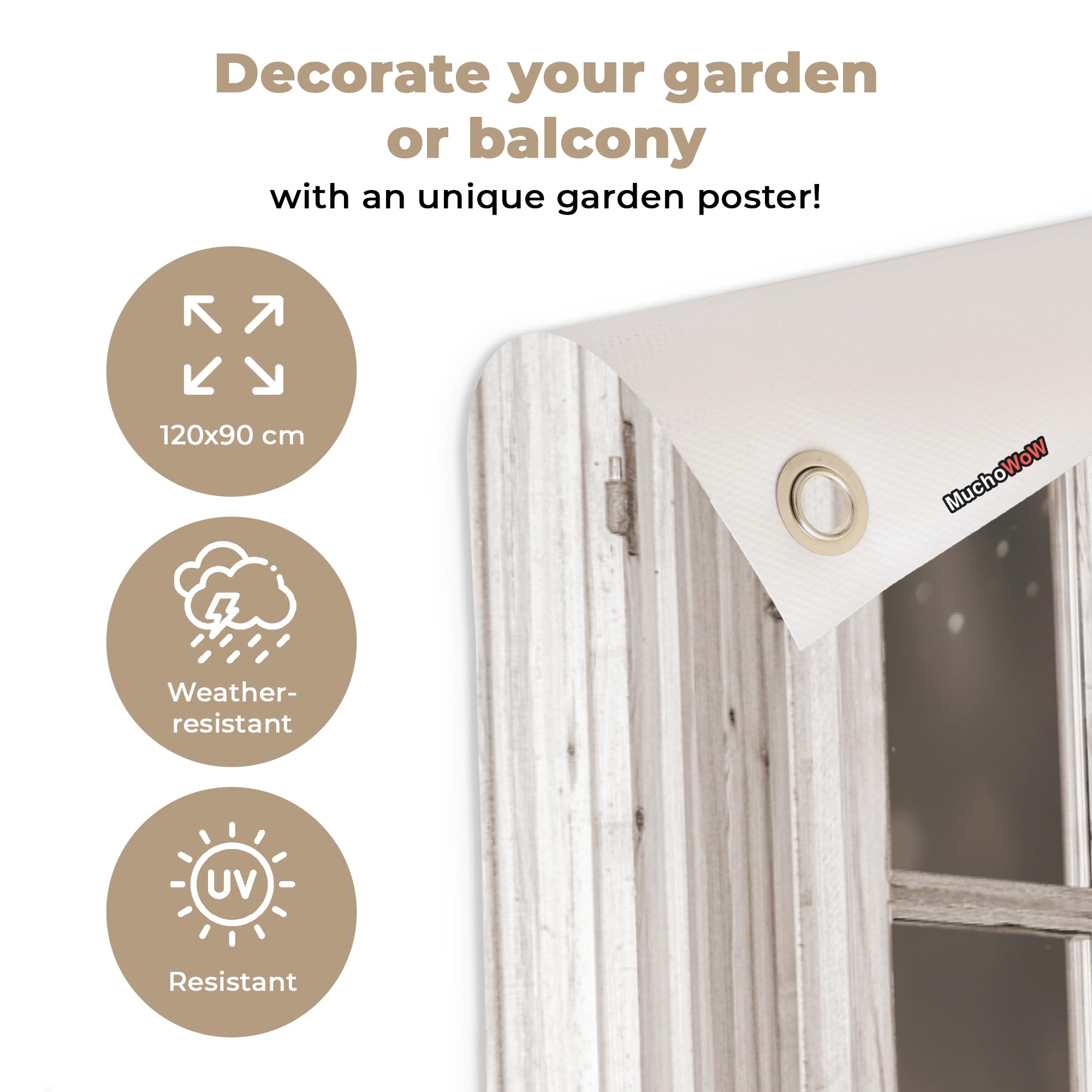 MuchoWow© Póster De Jardín Terraza Exterior Accesorios Jardin Decoracion | 120x90 cm - Pared Decorativa Balcon Wall Decoration Posters Decorativos Caballo - Blanco - Invierno - Nieve - Transparente