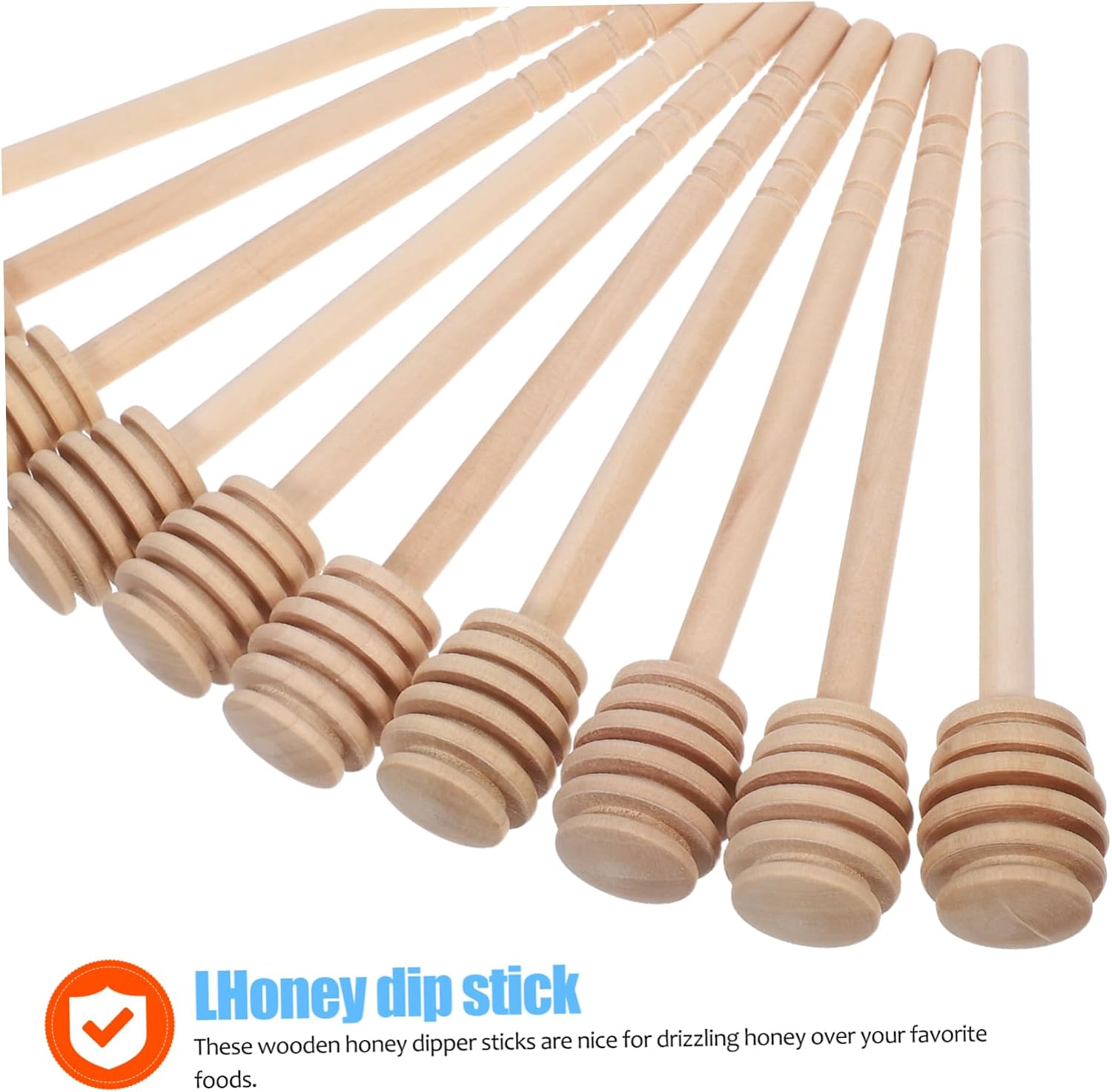 50pcs Wooden Honey Dipper Sticks for Easy Honey and Syrup Dispensing with Deep Slots for Tea Parties and Wedding Favors