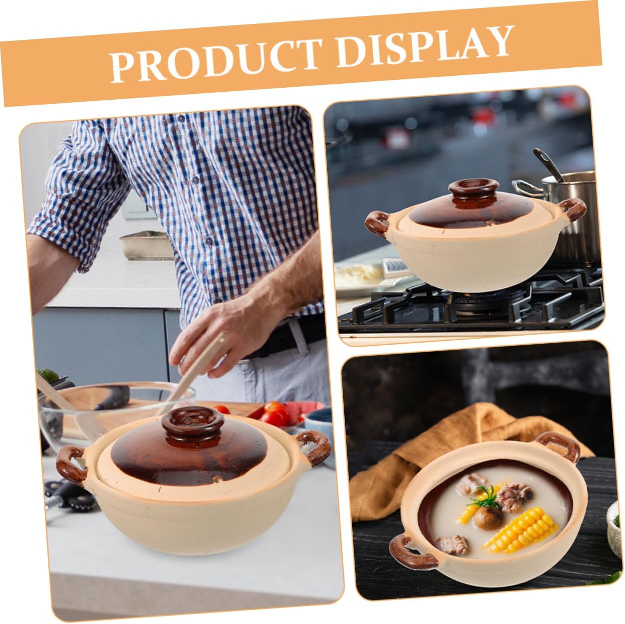 High Temp Resistant Ceramic Casserole Pot Cooking Pot for Casserole Cookware Bibimbap Stew Rice Soup Easy Clean Multifunctional for Home Restaurant Use