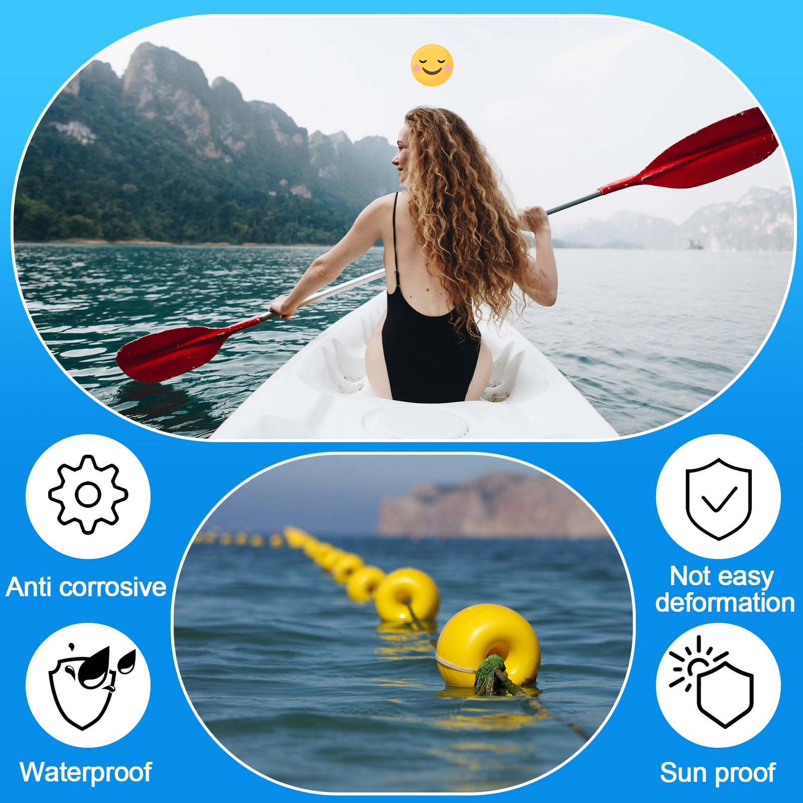 Small Rope Float Boat Throwable Flotation Device Marine Buoy Floats - 4pc EVA Foam Rope ...