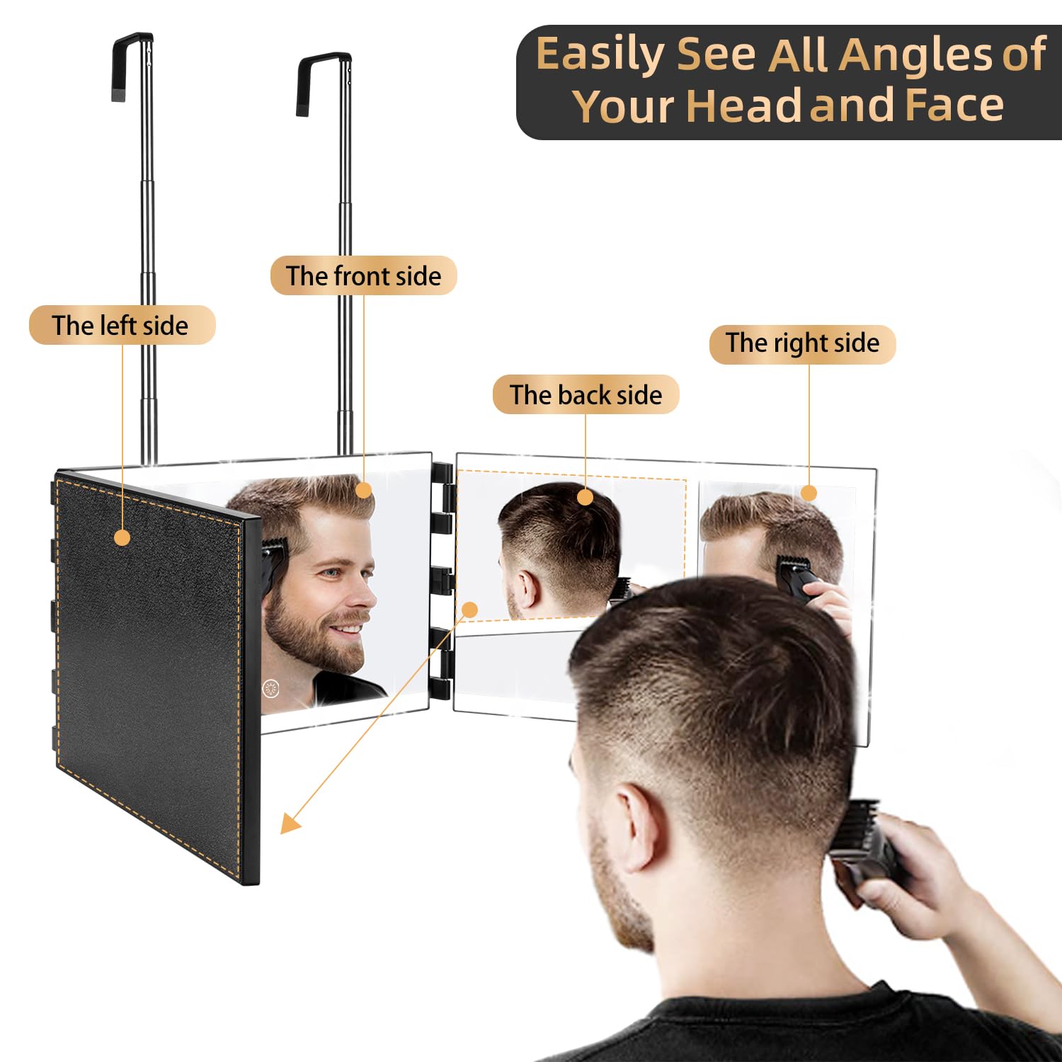 XIGETRAIL Rechargeable 3-Way LED Hair Cutting Mirror