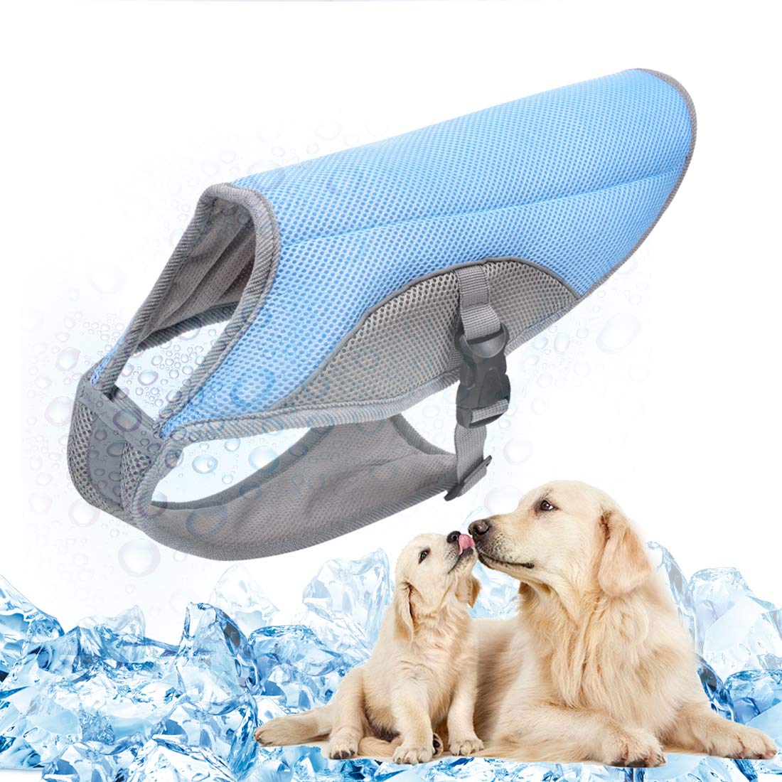 TVMALL Chaleco de enfriamiento para Perros Chaqueta para Perros de Malla Transpirable Verano Abrigo de Perro cómodo y Ajustable con Tira Reflectante Adecuada para Perros Grandes, medianos y pequeños