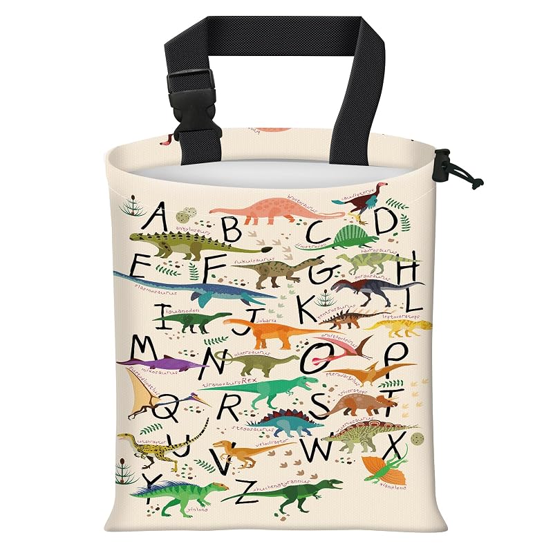 Lixeira automotiva suspensa AFYEWKC de poliéster, 6 L, 30,5 x 35,6 cm, estampa Cute Alphabet Dinosaur, 1 unidade