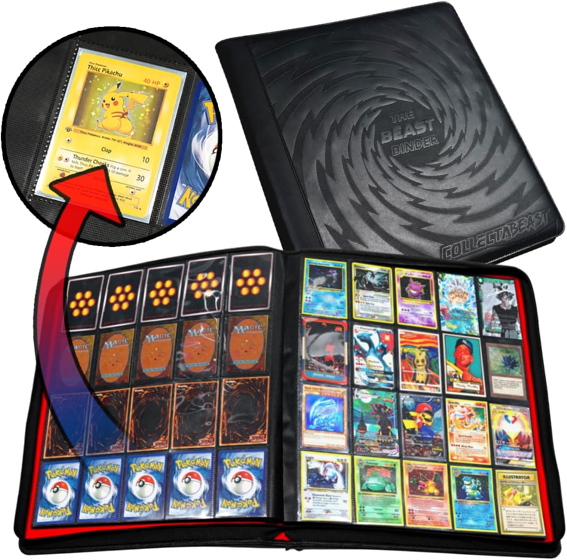 1280 Karten 20 Pocket Card Binder Collector Card Album - Seiten Kompatibel mit Pokemon-Karten, Sportkarten, Yugioh, MTG und anderen TCG - Sammelkartenh&uuml;lle mit seitlichen Ladetaschen
