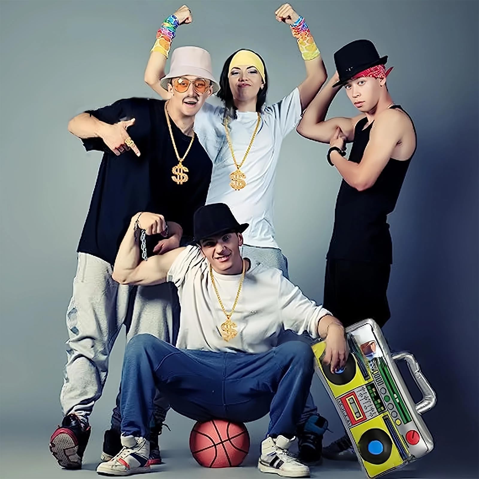 GWAWG 5 PCS 90s Hip Hop Fancy Dress Accessories, Hip Hop Party Decorations, Hip Hop Costume, Ring, Hippie Glasses - Image 3