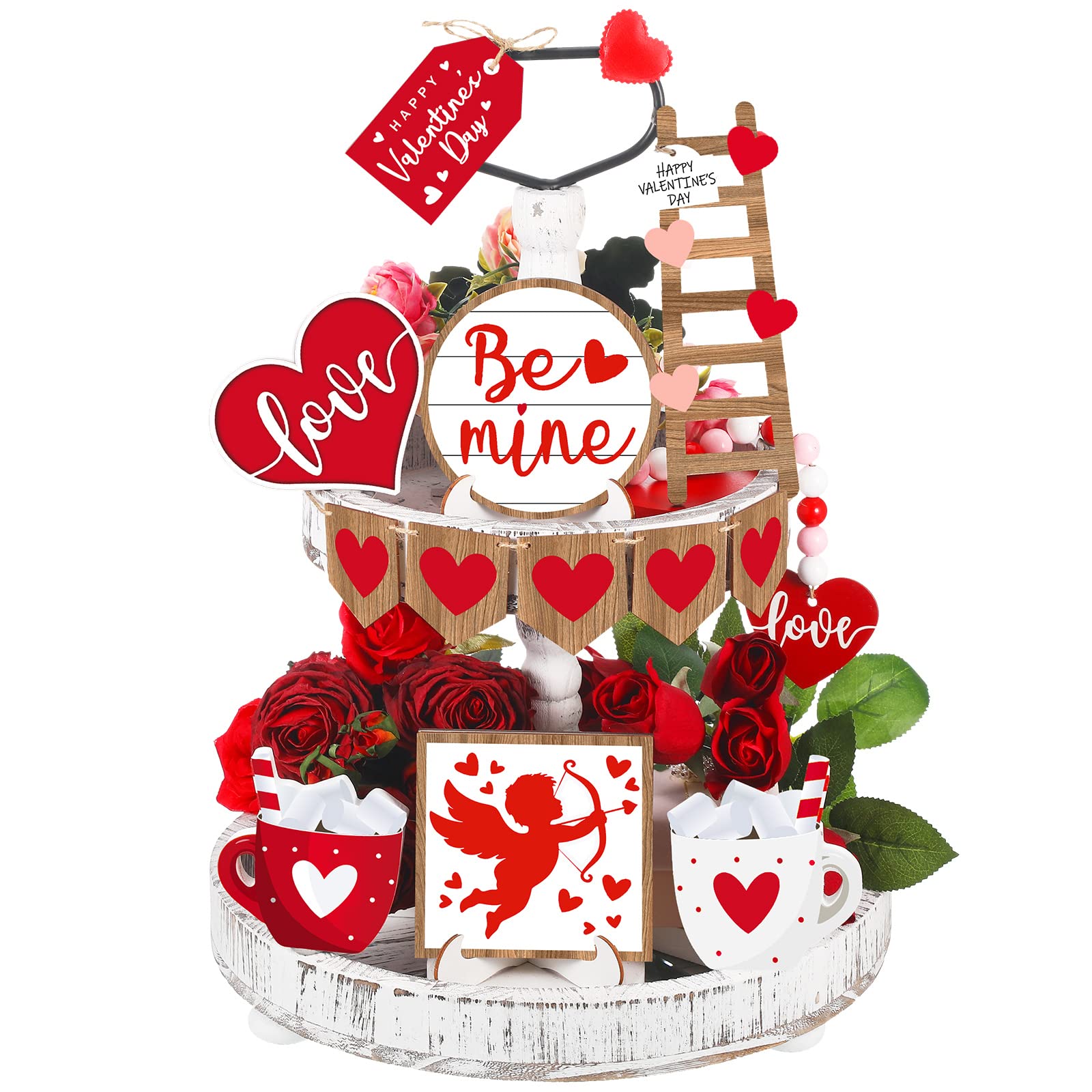 Plateau bois Saint-Valentin cœur de qualité supérieure pour centre de table élégant