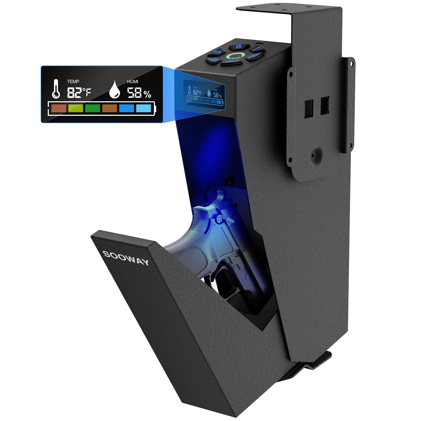 Billconch Smart Gun Safe for Multiple Pistols - Automatic Lock Safe Box | Biometric Handgun Safe for Money Valuables with LCD Display/Voice Guide, Quick Access Unlock with Fingerprint/Keypad/Key/App product image 14