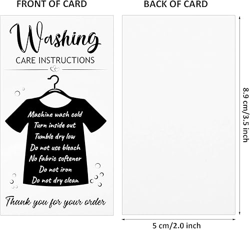 Miniatura 2 de Zonon 100 piezas de instrucciones de lavado de camisetas negras tarjetas de instrucciones de cuidado de la camisa con camisa gráfica tarjetas de