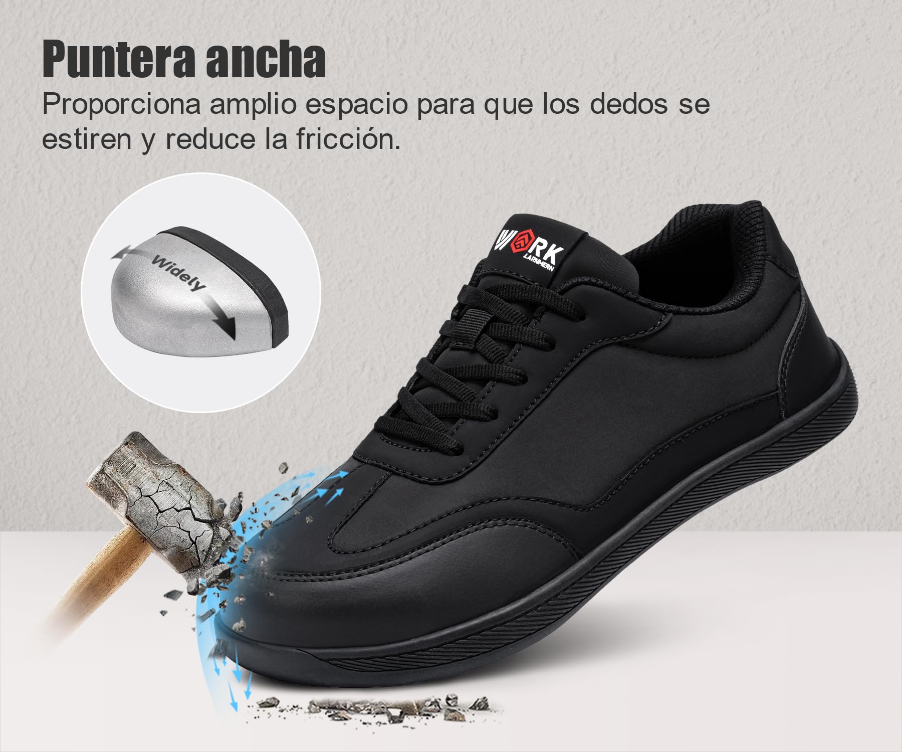 LARNMERN Zapatos de Seguridad para Hombre Antideslizantes Puntera de Acero Zapatillas Trabajo Transpirable Ligero Comodo Calzado de Seguridad